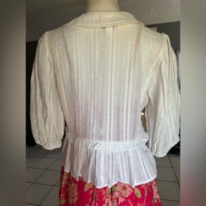 White Sheer Peplum Blouse - Lightweight Women's Top